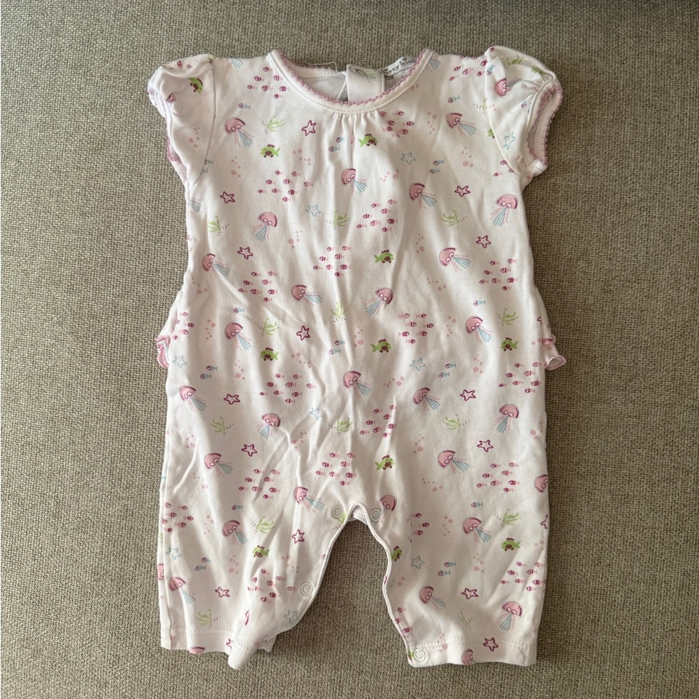 Adorable Kissy Kissy Romper with Pink and Green Jellyfish Print